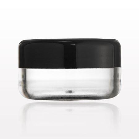 Clear Round Threaded Jar and Black Cap