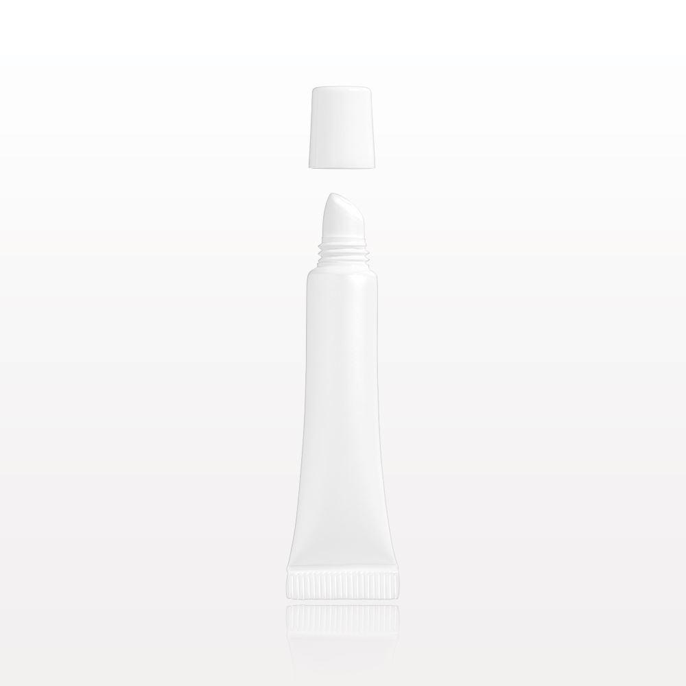 Open-Ended Tube with Slanted Reducer and Threaded Cap, White