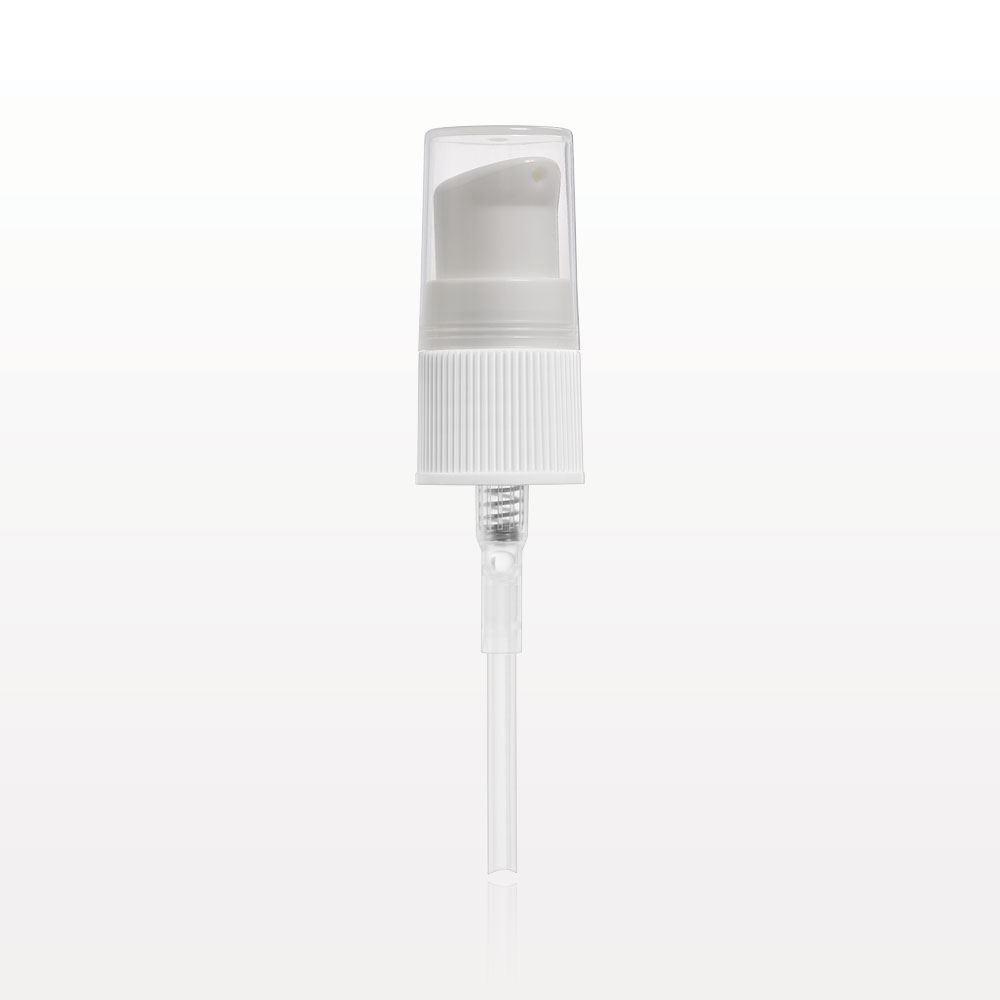 Angled Top Lotion Pump, White with Overcap, Clear for 502230