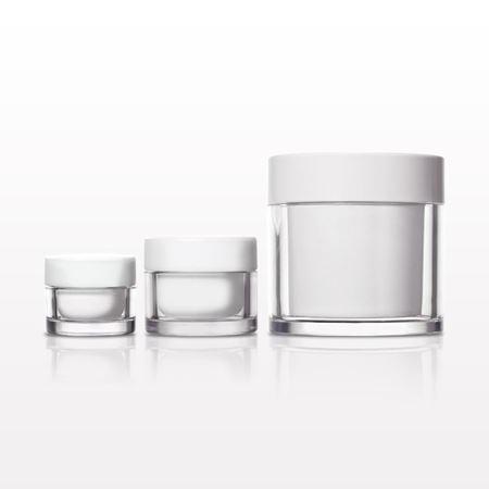 Double Walled Jar, Clear with Cap and Insert, White