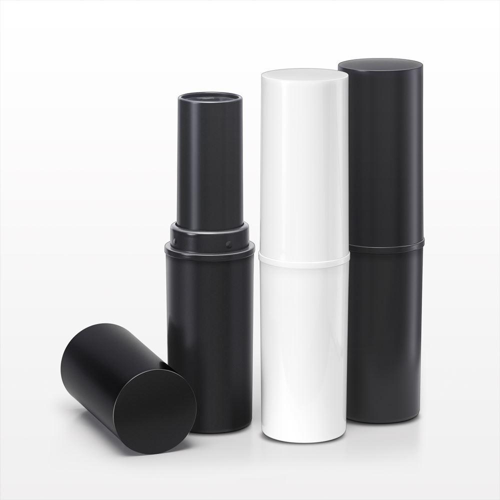 Round Twist-Up Makeup Stick Container and Cap, White