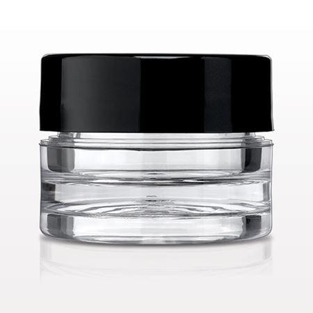 Sampling Jar, Clear and Flat Threaded Cap with Liner, Black