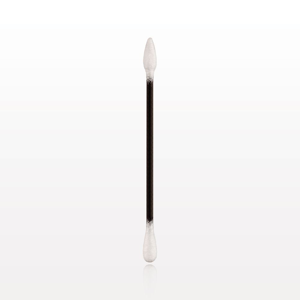 White Point/Round Tip Swab with Black Paper Handle in Cylinder Container