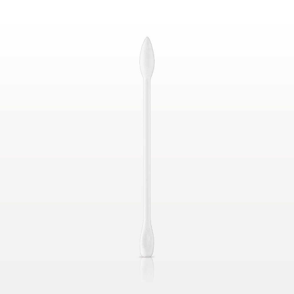 Dual Ended Point/Flat Round Tip Swab with White Handle; 50/Bag