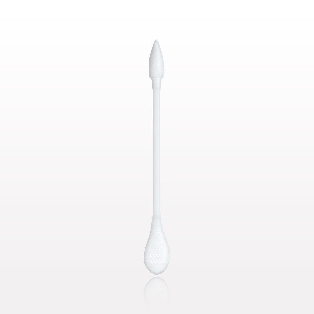 Dual Ended Point/Flat Oval Tip Swab with White Handle