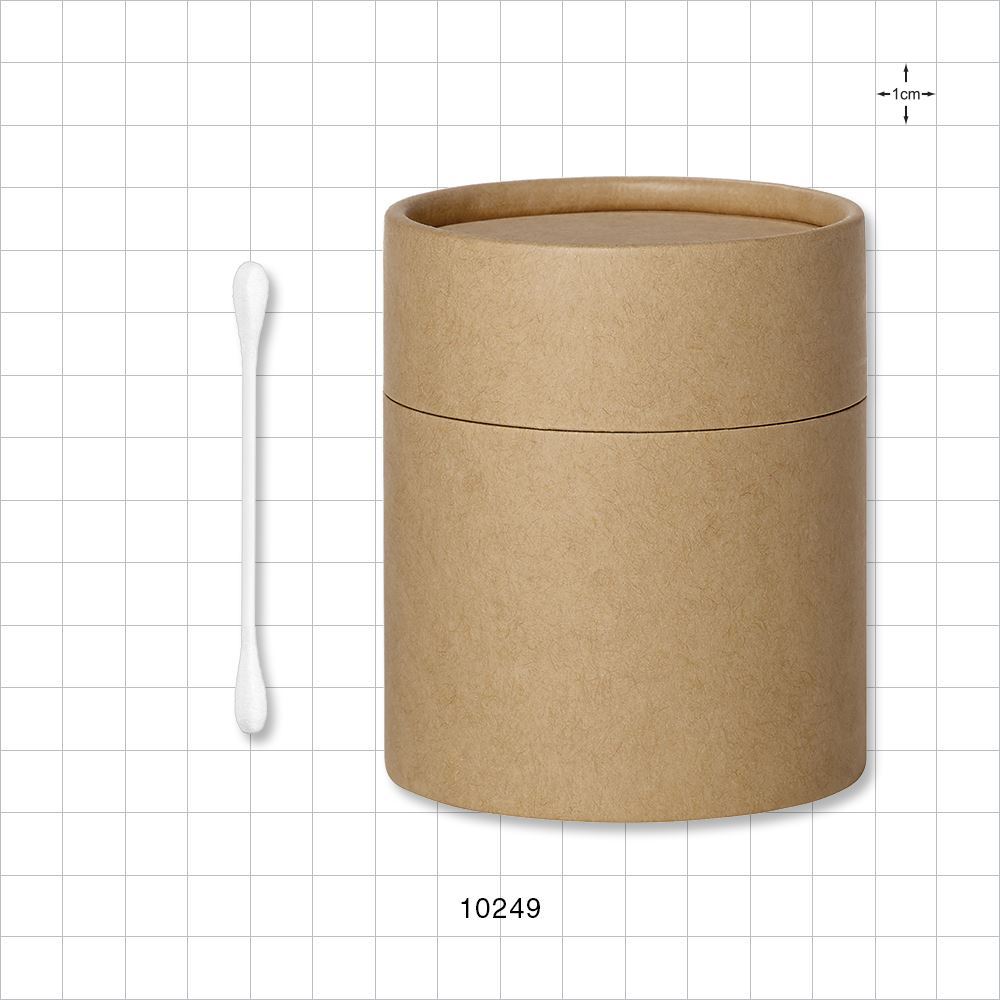 Dual Ended Round Tip Swab with Paper Handle in Paperboard Cylinder Container