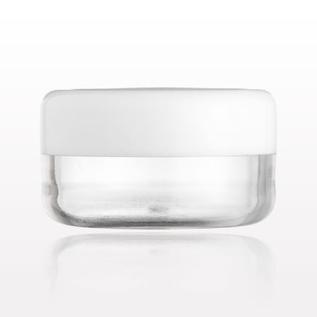 Clear Round Threaded Jar and White Cap
