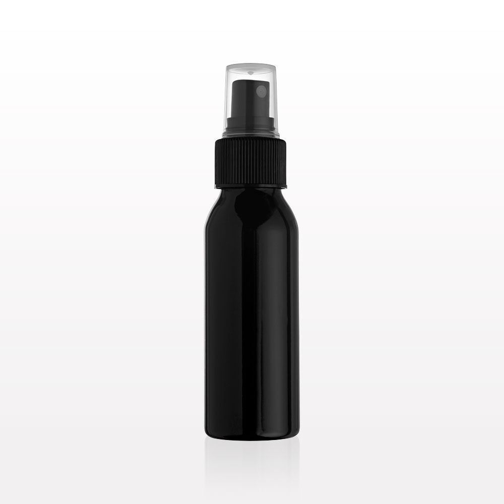 Black Aluminum Bottle and Sprayer with Overcap, Clear