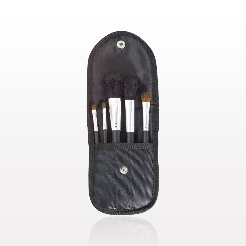 5 -Piece Brush Set with Snap Front Case, Black