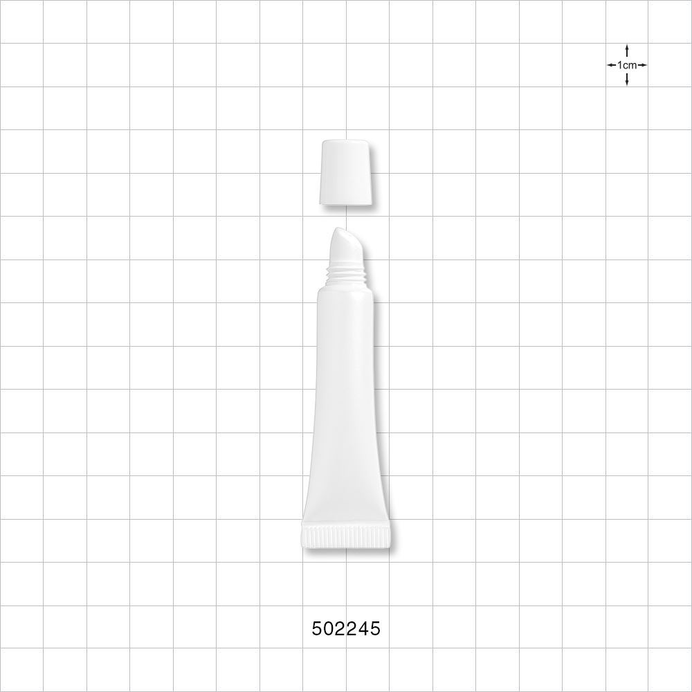 Open-Ended Tube with Slanted Reducer and Threaded Cap, White