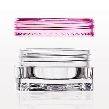 Square Clear Jar, with Pink Cap