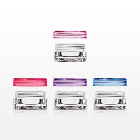 Square Clear Jar, with Pink Cap