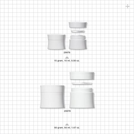 Hourglass Jar with Cap, White and Disc Liner, Clear