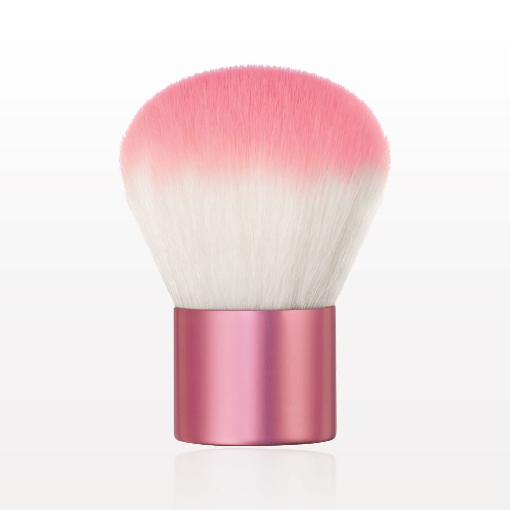Two Tone Kabuki Brush with Pink Tips and Shiny Pink Handle