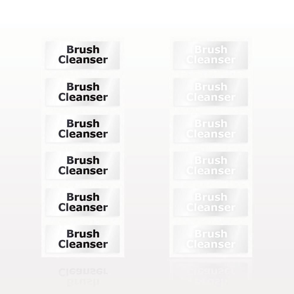 Brush Cleanser Label, Clear with White Lettering