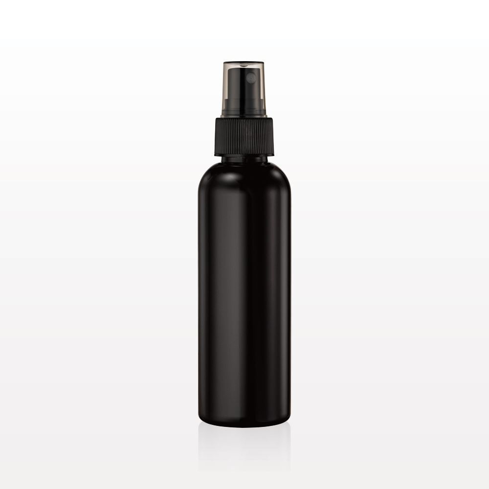 Bottle and Sprayer, Black with Overcap, Translucent Black