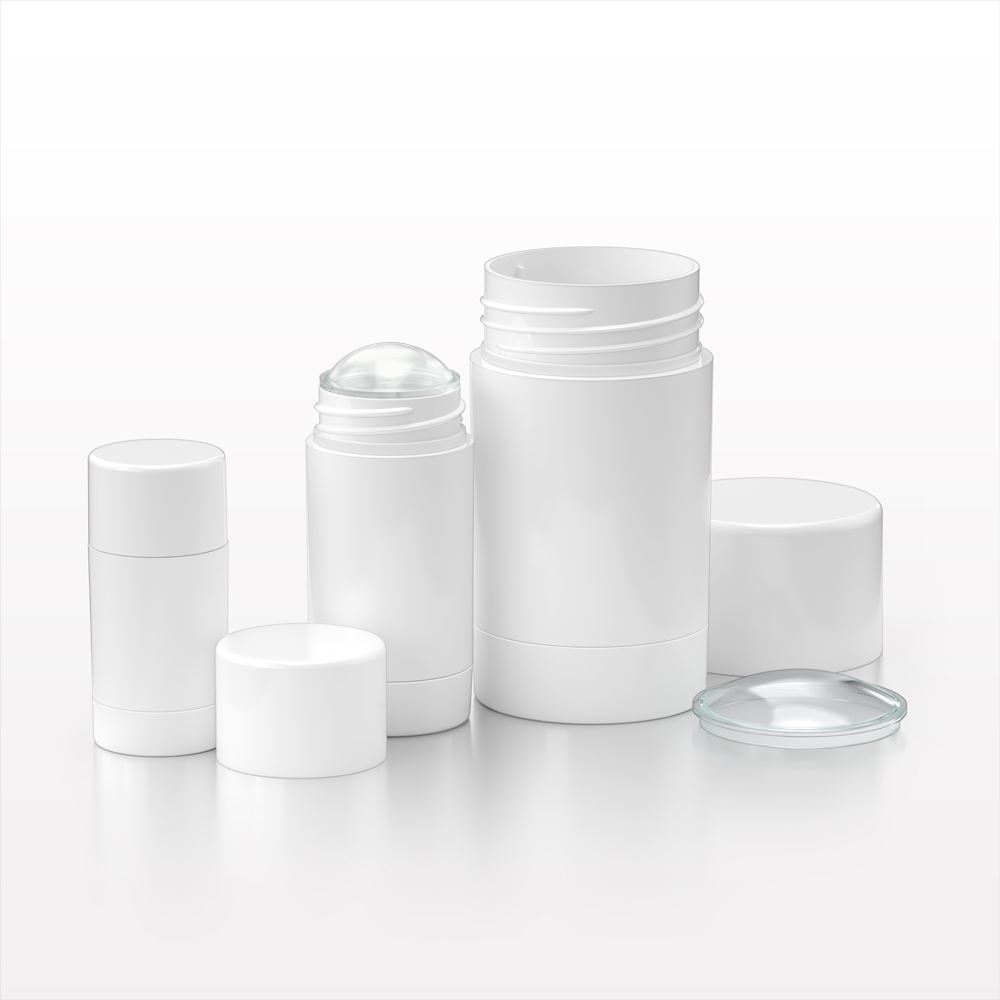 Round Twist-Up Deodorant Container and Cap, White