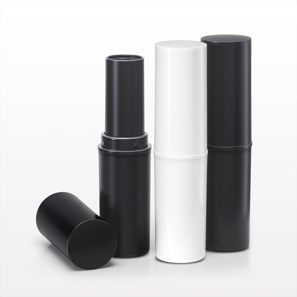 Round Twist-Up Makeup Stick Container and Cap, White