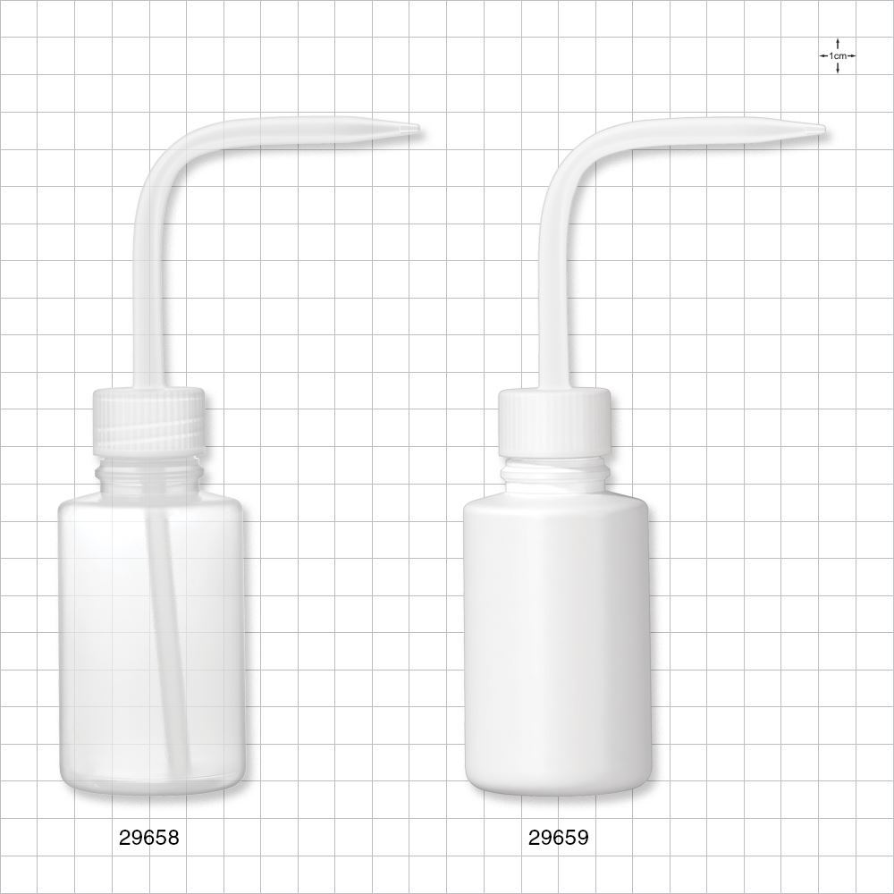 Narrow-Mouth Wash Bottle, Natural with Curved Dispensing Tip, White
